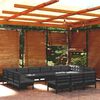 vidaXL 14 pcs conjunto lounge jardim c/ almofad&otilde;es pinho maci&ccedil;o preto