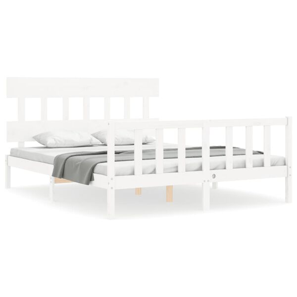 vidaXL Cama sem colch&atilde;o 160x200 cm madeira de pinho maci&ccedil;a branco