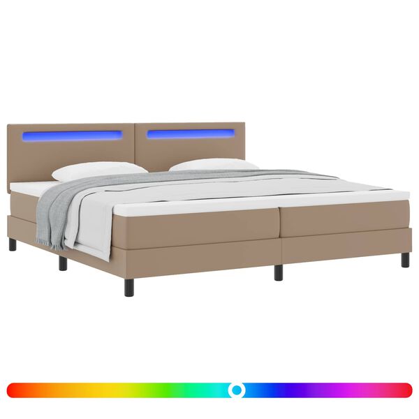 vidaXL Cama Box com colch&atilde;o Cappuccino 200 x 200 cm Couro sint&eacute;tico