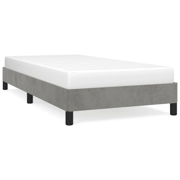 vidaXL Estrutura de cama sem colch&atilde;o 100x200 cm veludo cinzento-claro
