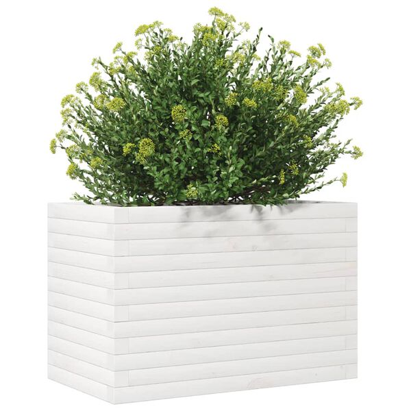 vidaXL Vaso/floreira de jardim 70x40x45,5 cm pinho maci&ccedil;o branco
