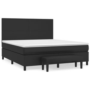 vidaXL Cama com molas/colch&atilde;o 160x200 cm couro artificial preto