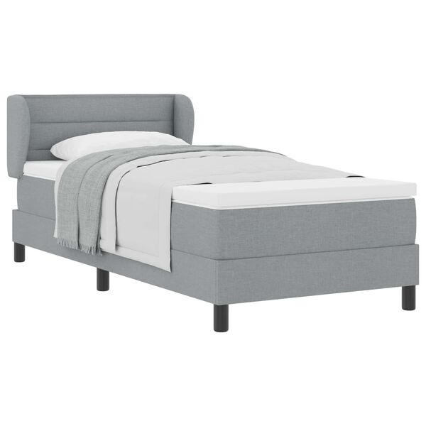 vidaXL Cama Box com colch&atilde;o Cinzento-claro 90 x 200 cm tecido