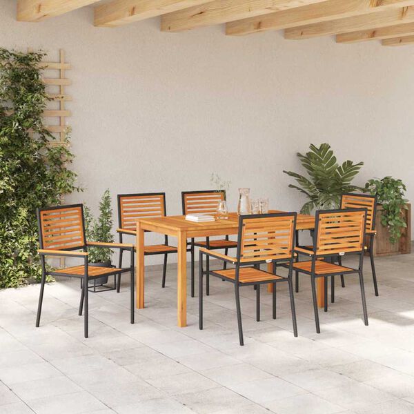 vidaXL Conjunto de Jantar para Jardim 7 pcs Preto Rattan Sintético