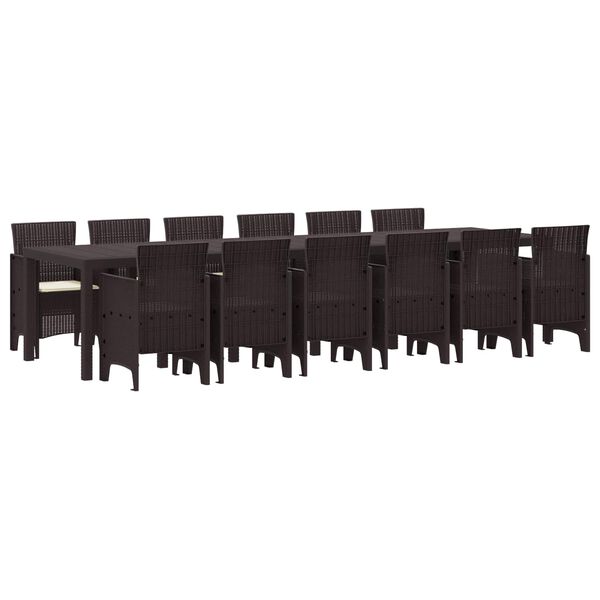 vidaXL Conjunto de Jantar para Jardim 13 pcs Castanho Rattan Polt