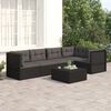 vidaXL 5 pcs conjunto lounge de jardim c/ almofad&otilde;es vime PE preto