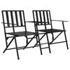 vidaXL Banco de jardim de 2 lugares dobr&aacute;vel 137 cm a&ccedil;o preto