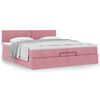 vidaXL Estrutura de cama otomana com colch&atilde;o 200x200 cm veludo rosa