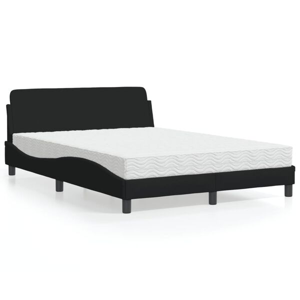 vidaXL Cama com colch&atilde;o Dover 140x200 cm tecido preto