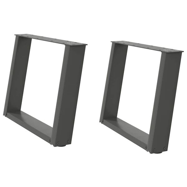 vidaXL P&eacute;s para mesa de centro em forma de U, 2 pe&ccedil;as, antracite, 60x (42-43) cm, a&ccedil;o