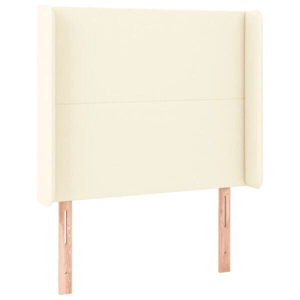 vidaXL Cabeceira cama c/ LED 103x16x118/128 cm couro artificial cr&egrave;me