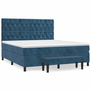 vidaXL Cama com molas/colch&atilde;o 160x200 cm veludo azul-escuro