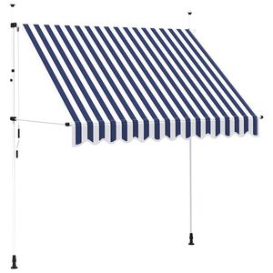 vidaXL Toldo retr&aacute;til manual 250 cm riscas azuis e brancas