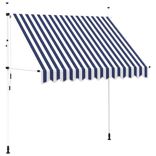 vidaXL Toldo retrátil manual 250 cm riscas azuis e brancas