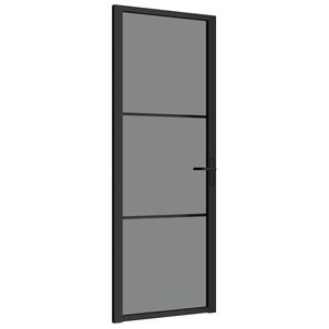 vidaXL Porta interior 76x201,5 cm vidro ESG e alum&iacute;nio preto