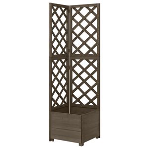 vidaXL Vaso com treli&ccedil;a de canto 40x40x150 cm abeto maci&ccedil;o cinzento