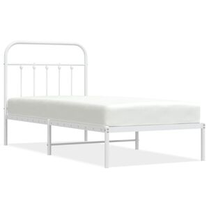 vidaXL Estrutura de cama com cabeceira 90x200 cm metal branco