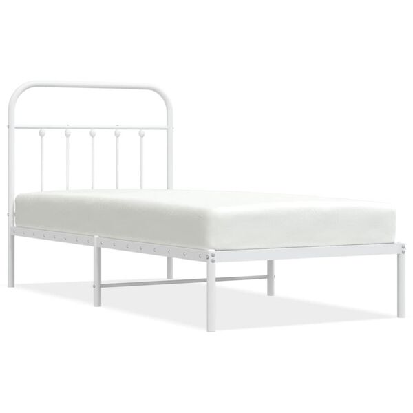 vidaXL Estrutura de cama com cabeceira 90x200 cm metal branco