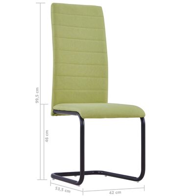 vidaXL Cadeiras de jantar cantilever 6 pcs tecido verde