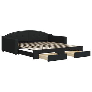 vidaXL Sof&aacute;-cama com gavet&atilde;o e gavetas 100x200 cm tecido preto