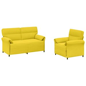 vidaXL Conjunto de Sof&aacute;s 2 unid. Amarelo Claro Tecido