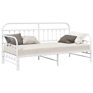 vidaXL Estrutura de cama de dia Branco 100 x 190 cm A&ccedil;o revestido a p&oacute;