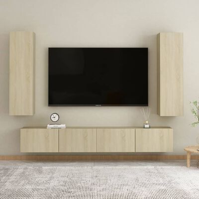 vidaXL 4pcs conjunto de móveis de TV contraplacado cor carvalho sonoma