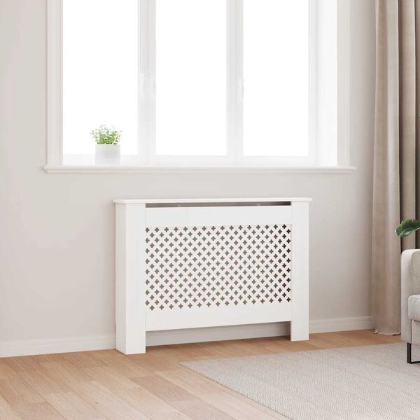 vidaXL Cobertura de radiador 112x19x81,5 cm MDF branco