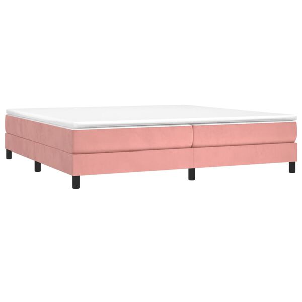 vidaXL Estrutura de cama com molas 200x200 cm veludo rosa