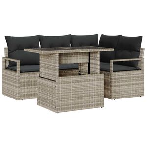 vidaXL Conjunto de Sof&aacute; de Jardim com almofada 5 pcs Cinzento-claro