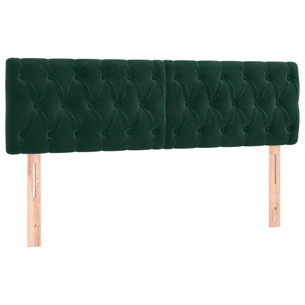 vidaXL Cabeceira de cama 2 pcs veludo 80x7x78/88 cm verde-escuro
