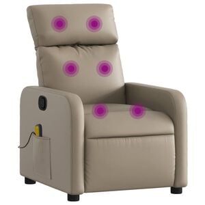 vidaXL Poltrona de massagens reclin&aacute;vel couro artificial cappuccino