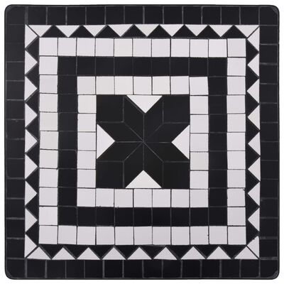 vidaXL Mesa bistrô em mosaico 60 cm cerâmica preto e branco