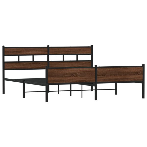 vidaXL Estrutura cama sem colch&atilde;o 193x203 cm metal carvalho castanho