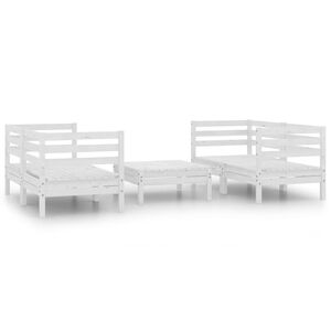 vidaXL 5 pcs conjunto lounge de jardim pinho maci&ccedil;o branco