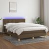 vidaXL Cama box spring c/ colch&atilde;o/LED 140x190cm tecido castanho-escuro
