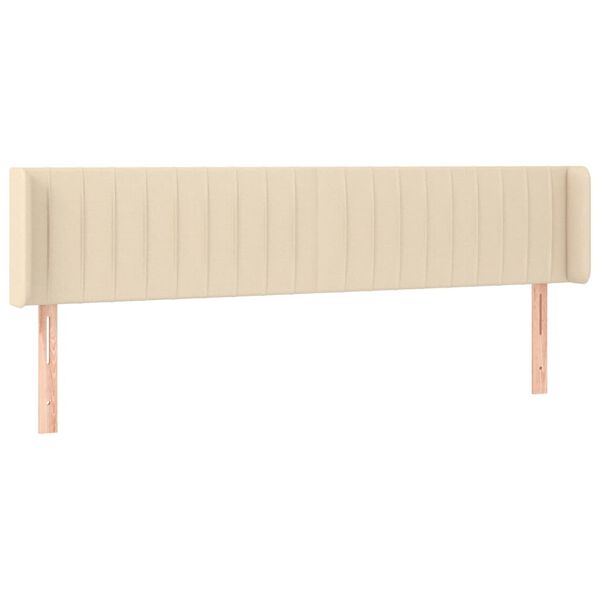 vidaXL Cabeceira de cama c/ abas tecido 183x16x78/88 cm creme