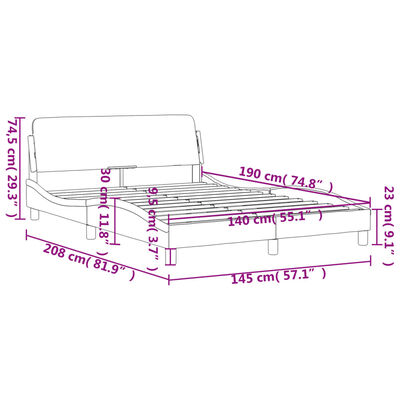 vidaXL Estrutura cama c/ cabeceira couro artif. 140x190cm branco/preto