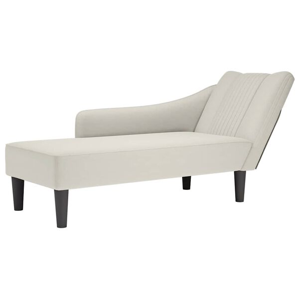 vidaXL Chaise-longue com apoio de bra&ccedil;o direito veludo creme