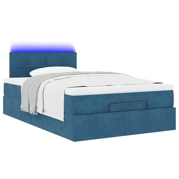 vidaXL Estrutura cama otomana colch&atilde;o 120x200cm veludo azul escuro