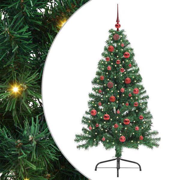 vidaXL &Aacute;rvore de Natal Artificial Pr&eacute;-iluminada Verde 150 cm PVC