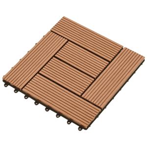 vidaXL Telha de Deck 11 pcs Castanho 30 x 30 cm WPC