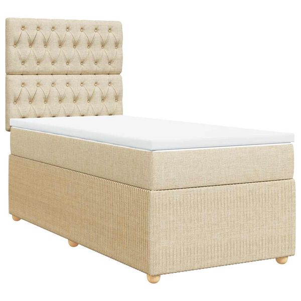 vidaXL Cama com molas/colch&atilde;o 90x190 cm tecido cor creme