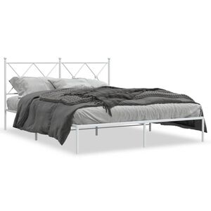 vidaXL Estrutura de cama com cabeceira 150x200 cm metal branco