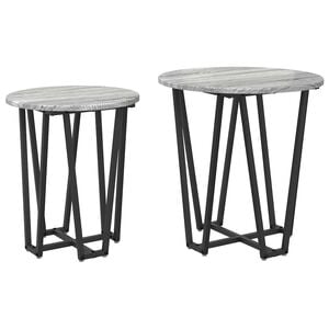 vidaXL Conjunto de mesas de apoio 2 pcs Sonoma Cinza e Preto