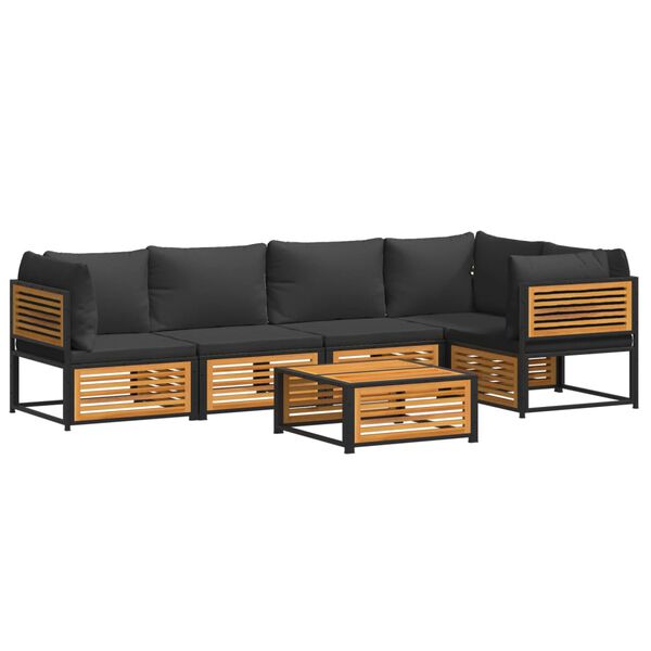 vidaXL 6 pcs conjunto de sofás de jardim com almofadões acácia maciça