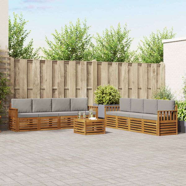 vidaXL Conjuntos de sof&aacute;s com almofada 9 pcs Cinza Natural e Claro