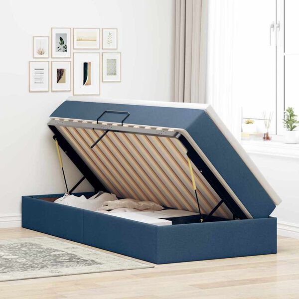 vidaXL Cama com arruma&ccedil;&atilde;o e colch&atilde;o Azul 90 x 190 cm Poli&eacute;ster