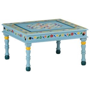 VidaXL Mesa de centro pintada &agrave; m&atilde;o mangueira maci&ccedil;a azul turquesa