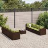vidaXL 9 pcs conjunto lounge jardim c/ almofad&otilde;es vime PE castanho